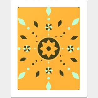 Saffron tribal ethnic pattern Posters and Art